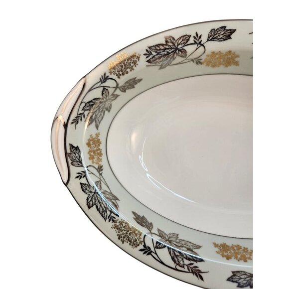 Noritake China 5487 Oval Dish With Floral Leaf Design Made In Japan Porcelain - Picture 9 of 9